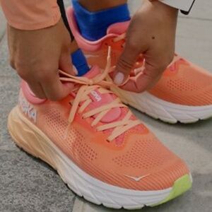 Hoka Women's Athletic Shoes in Peach and Lime